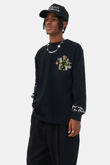 MEDM China-Chic Autumn Flower Embroidery Clothing Couple Pullover Round Neck Long Sleeve T-shirt Men and Women Fashion Brand Loose