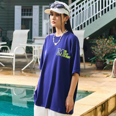 MEDM Trendy Brand Basic Short sleeved T-shirt Unisex Summer American Loose Vintage 5/ Sleeve T-shirt