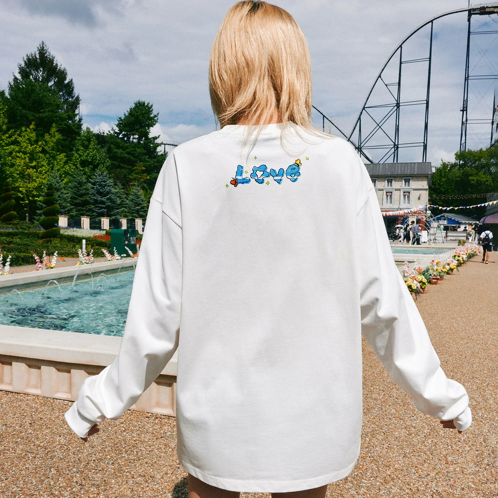MEDM x NEWMASUS collaboration seaside coconut tree print casual round neck long sleeved T-shirt trendy couple top
