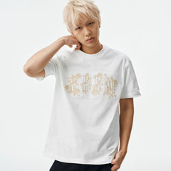 MEDM Palace Style Pattern Logo Embroidered Round Neck Casual T-shirt Versatile Skin friendly Breathable Loose Men's and Women's Short Sleeves Summer