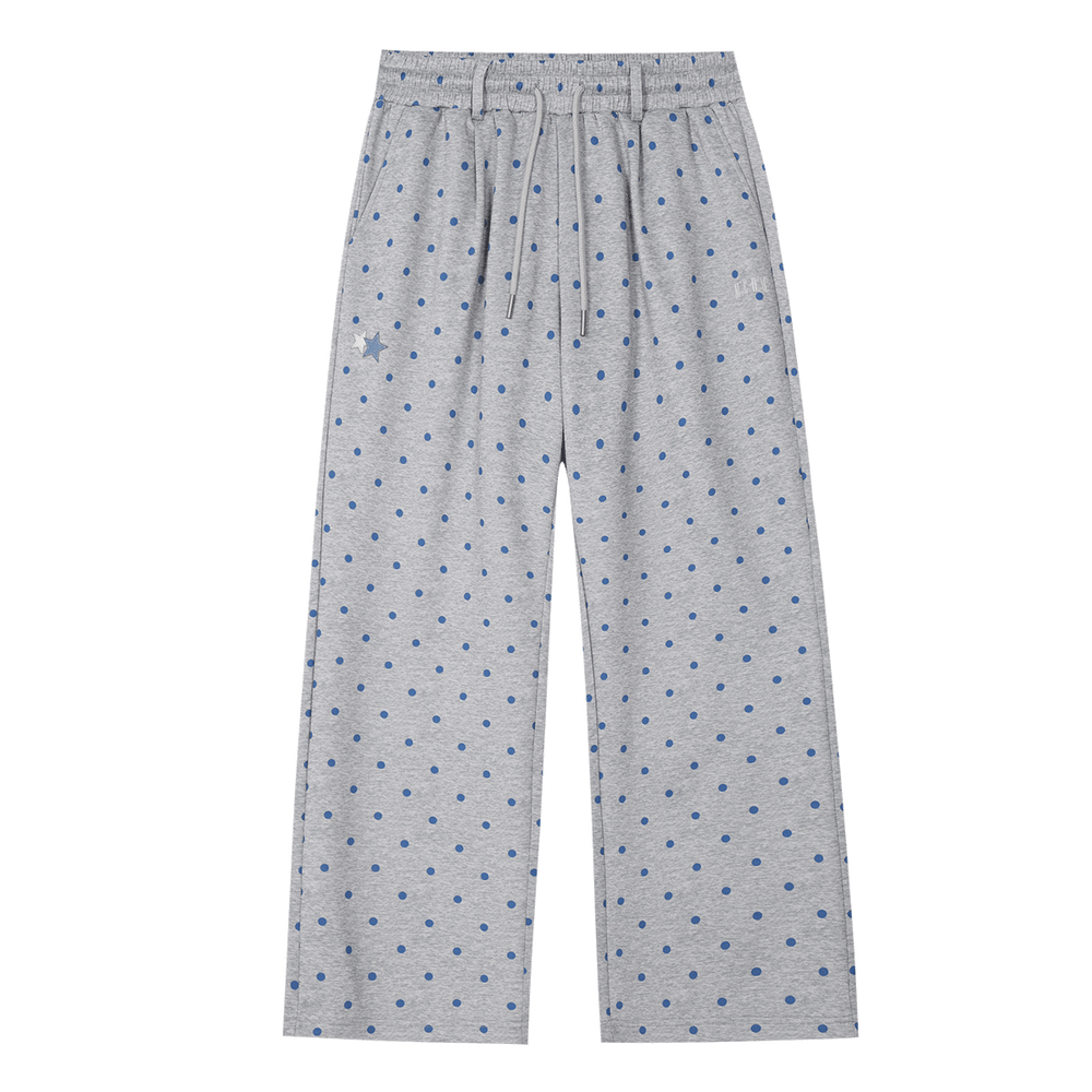 MEDM Wave Dot Star Sticker Leather Cool Air Layer Casual Bathroom Pants High Waist Wide Legs Loose Drawstring Straight Leg Pants Trendy