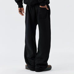 MEDM American basic font loose straight leg sweatpants with spring and autumn velvet drawstring for men and women's casual sports pants