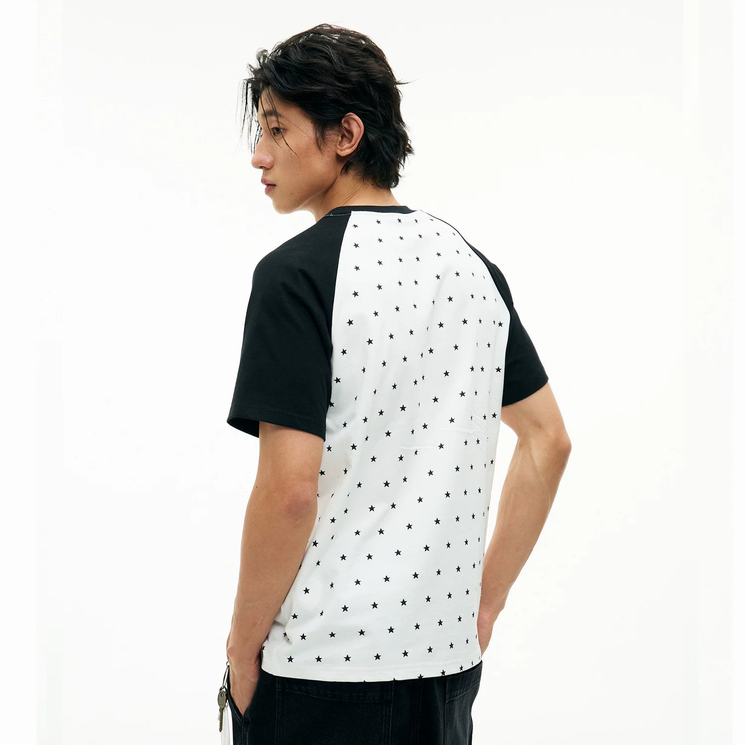 MEDM Large Body Full of Star Shadow Logo Love Printed Casual Shoulder Short Sleeve Trendy Brand Loose Couple T-shirt