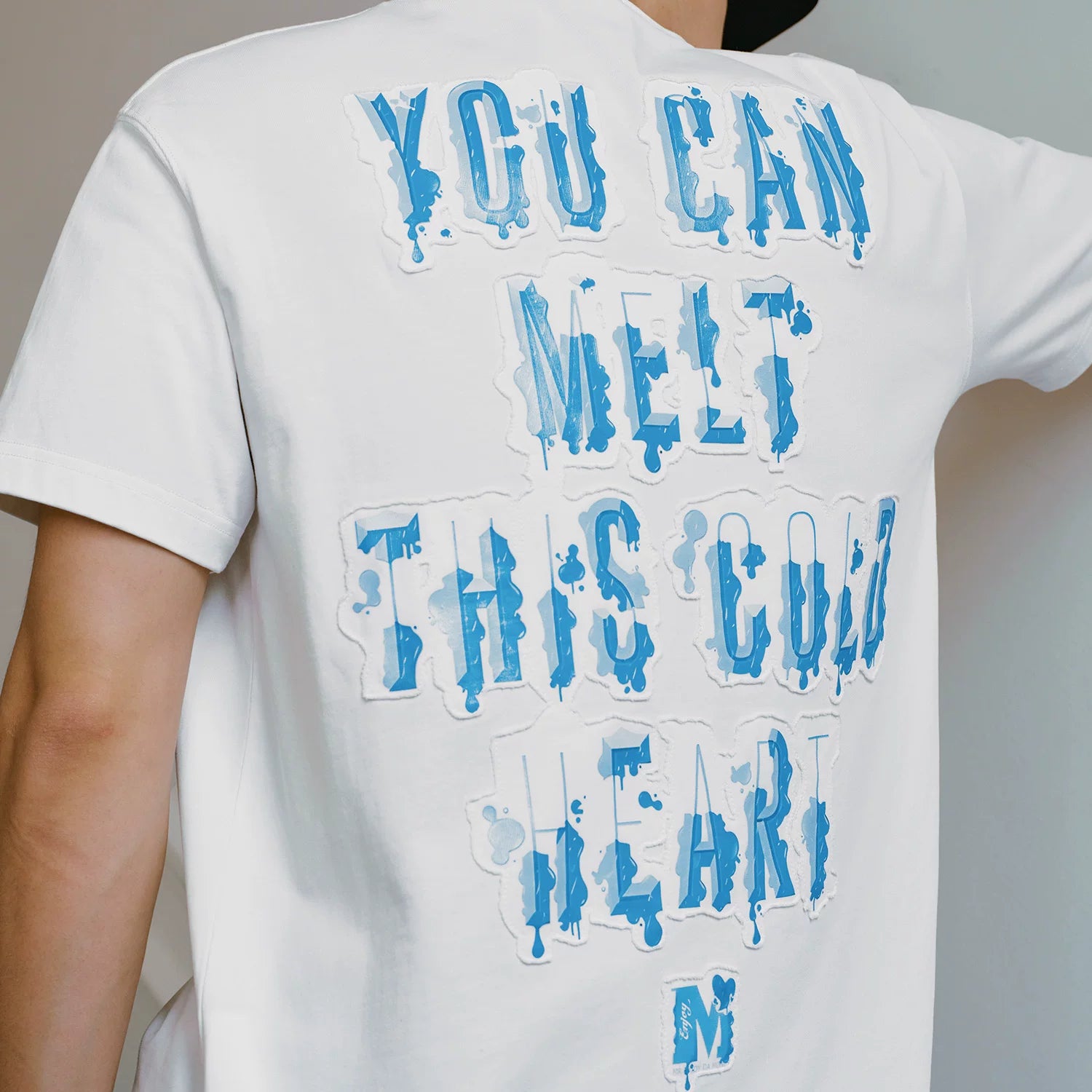 MEDM MELTING ICE Patchwork Letter Printed Casual Round Neck Short Sleeve American Trendy Versatile Couple T-shirt
