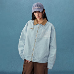 MEDM lace Detroit casual lapel jacket for couples, trendy American retro loose jacket for spring and autumn