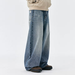 MEDM Flower Vine Laser Burnt Casual Bent Knife Jeans Street Versatile Mid Waist Micro Elastic Loose Wide Leg Pants Autumn
