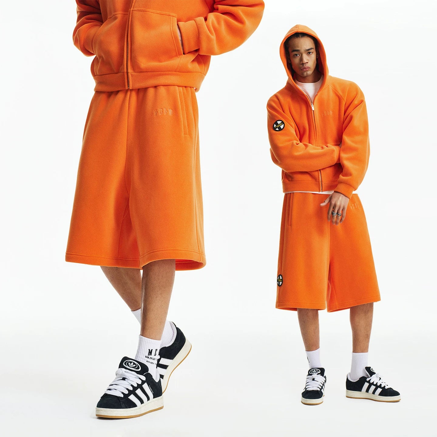 MEDM 26 new lightweight fleece fluffy casual shorts trend solid color simple men's and women's loose straight leg pants