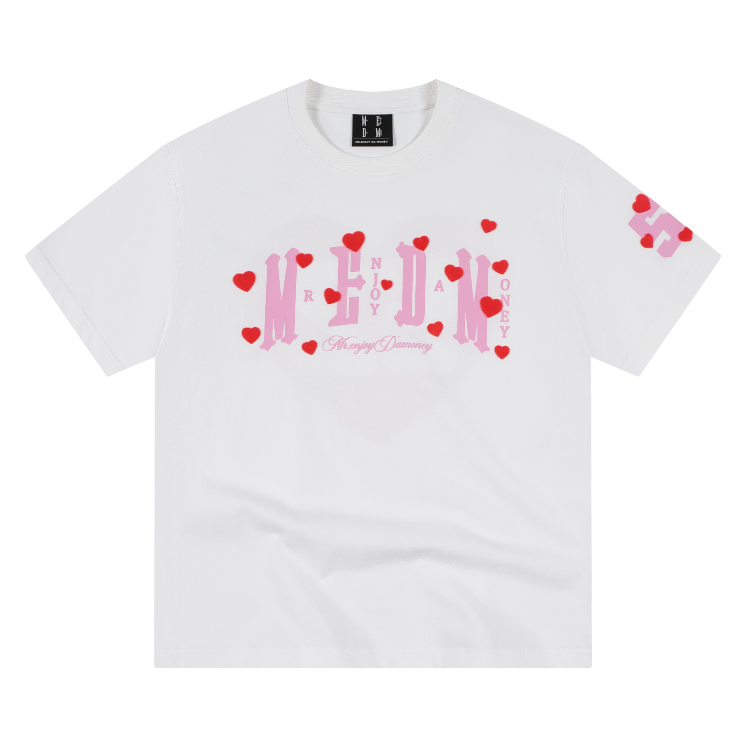 MEDM 52 Limited Edition Love Plush Printed Casual Round Neck Short Sleeve Couple's Loose Heavy Cotton T-shirt Summer