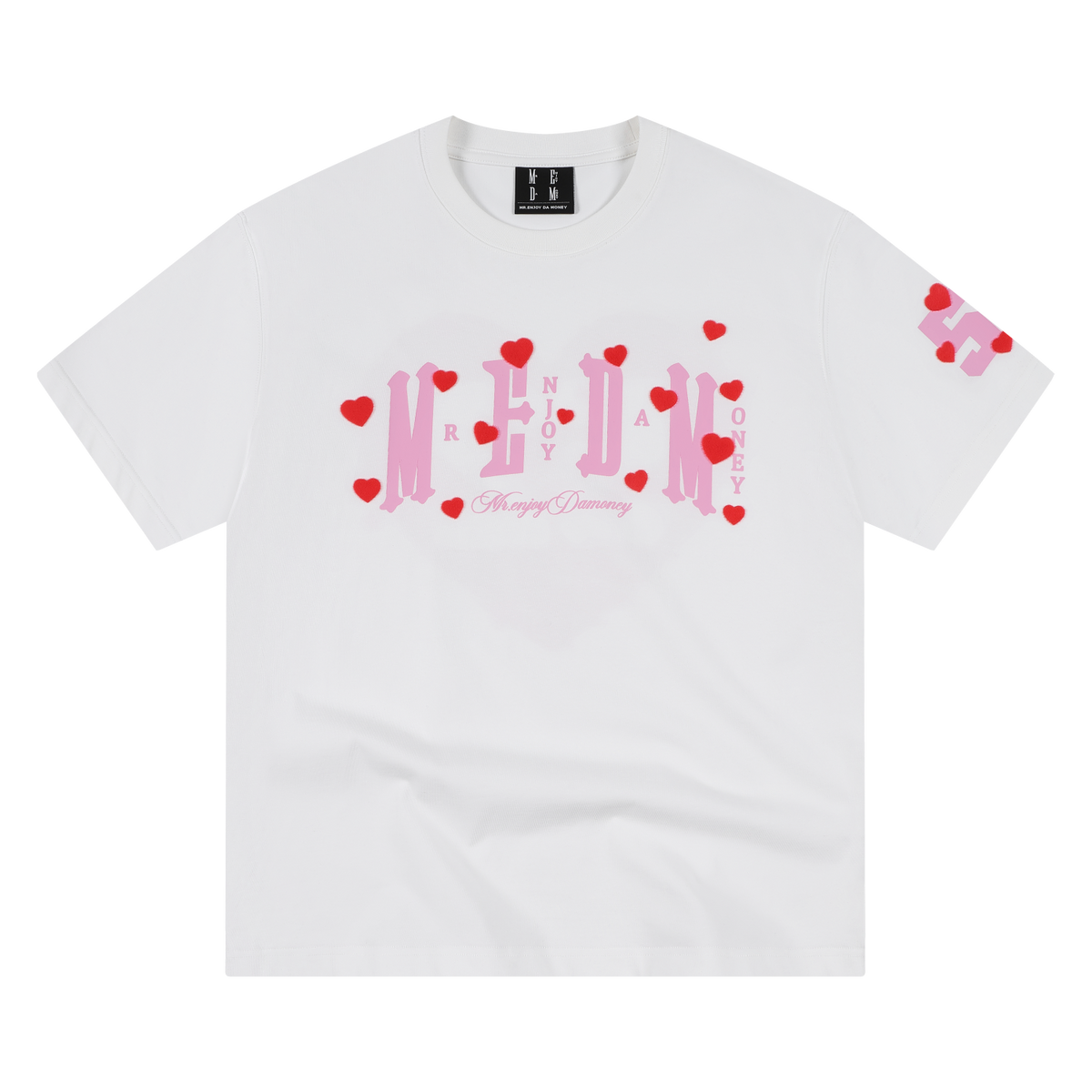 MEDM 52 Limited Edition Love Plush Printed Casual Round Neck Short Sleeve Couple's Loose Heavy Cotton T-shirt Summer