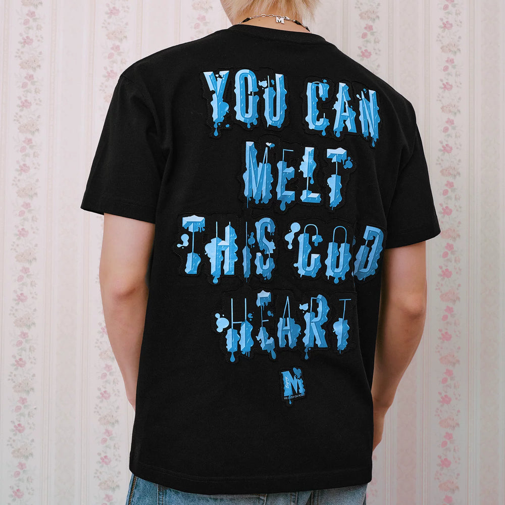 MEDM MELTING ICE Patchwork Letter Printed Casual Round Neck Short Sleeve American Trendy Versatile Couple T-shirt