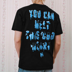 MEDM MELTING ICE Patchwork Letter Printed Casual Round Neck Short Sleeve American Trendy Versatile Couple T-shirt