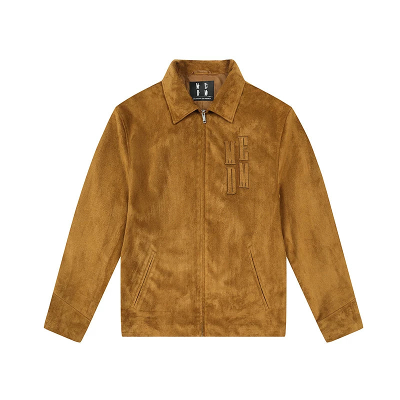 MEDM suede patch embroidered casual lapel jacket men's American retro jacket spring and autumn short clothes on top