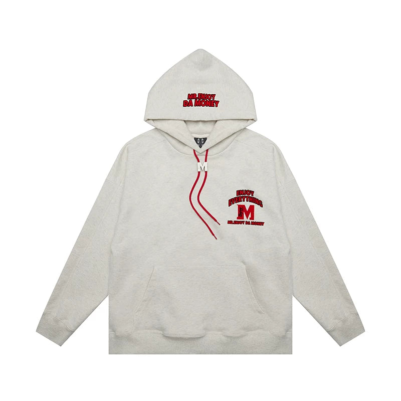 MEDM Trendy Brand M-Buckle Pulling Rope Letter Printed American Hoodie Men's Spring and Autumn Loose Oversize Hoodie