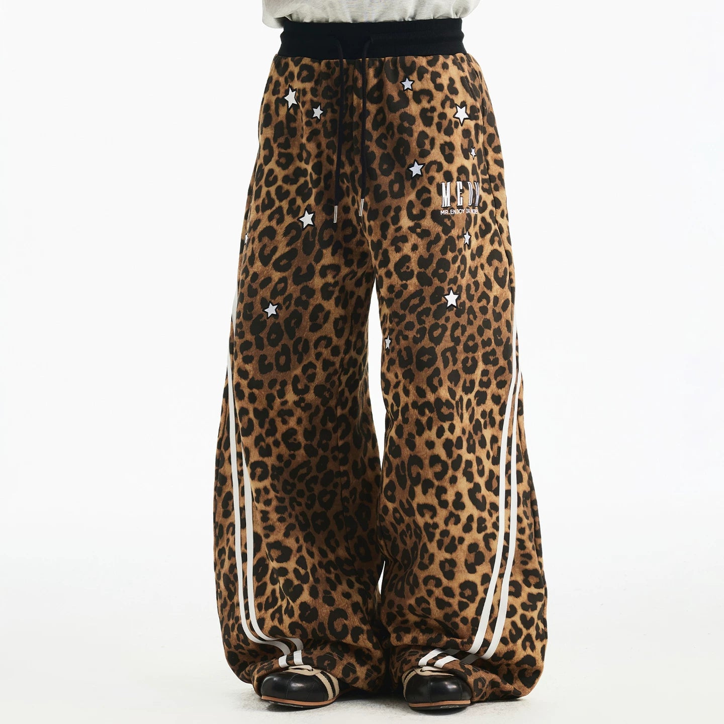 MEDM classic leopard print bar casual curved knife sweatpants embroidered with stars fashion personality men's and women's casual pants
