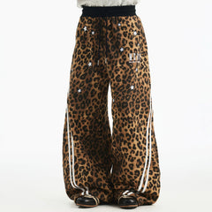 MEDM classic leopard print bar casual curved knife sweatpants embroidered with stars fashion personality men's and women's casual pants