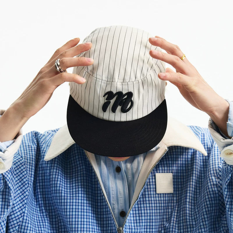 MEDM flat top casual retro versatile striped hat retro street minimalist small label embroidered duck tongue hat for men and women