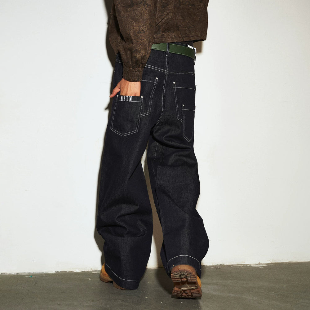 MEDM casual straight tube stiff vintage casual jeans spring American street versatile loose workwear pants men