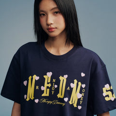 MEDM 52 Limited Edition Love Plush Printed Casual Round Neck Short Sleeve Couple's Loose Heavy Cotton T-shirt Summer