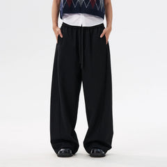 MEDM deconstructive splicing basic drawstring casual pants for men and women, American style simple and versatile wide leg loose pants for spring and autumn