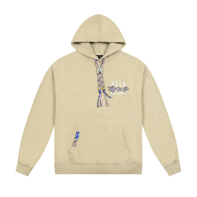 MEDM Trendy Brand M Button Woven Rope Hoodie Men's Spring and Autumn China-Chic Design Street Retro Casual Hoodie
