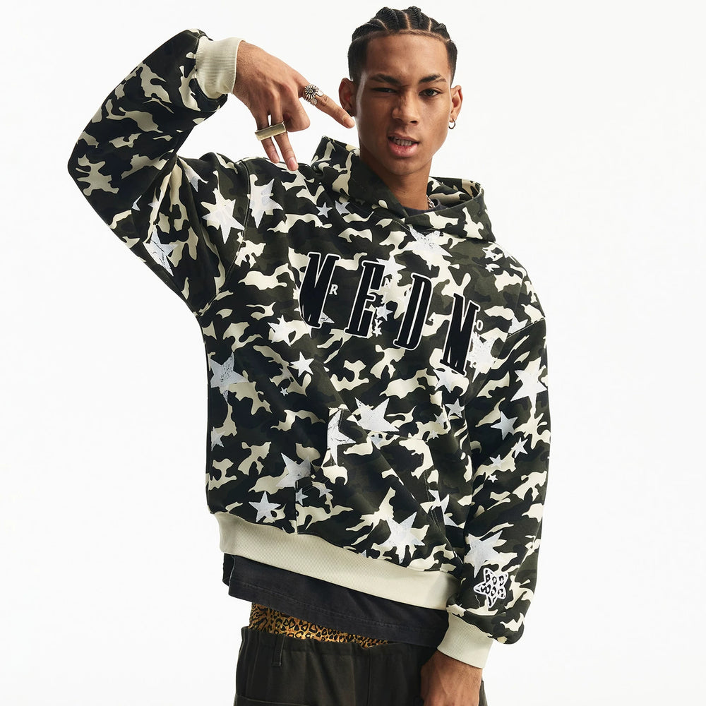 MEDM personalized leopard print camouflage casual hooded sweatshirt for autumn and winter American commuting men's and women's loose hoodies