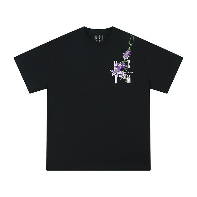 MEDM Vine Flower Embroidered Logo Tee