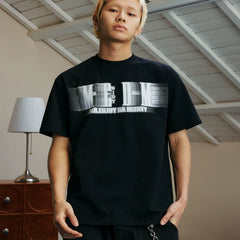 MEDM horizontal letter phantom ins contrasting short sleeved T-shirt men's print loose American pop brand hip-hop tee