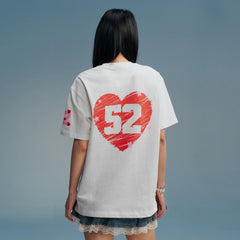 MEDM 52 Limited Edition Love Plush Printed Casual Round Neck Short Sleeve Couple's Loose Heavy Cotton T-shirt Summer