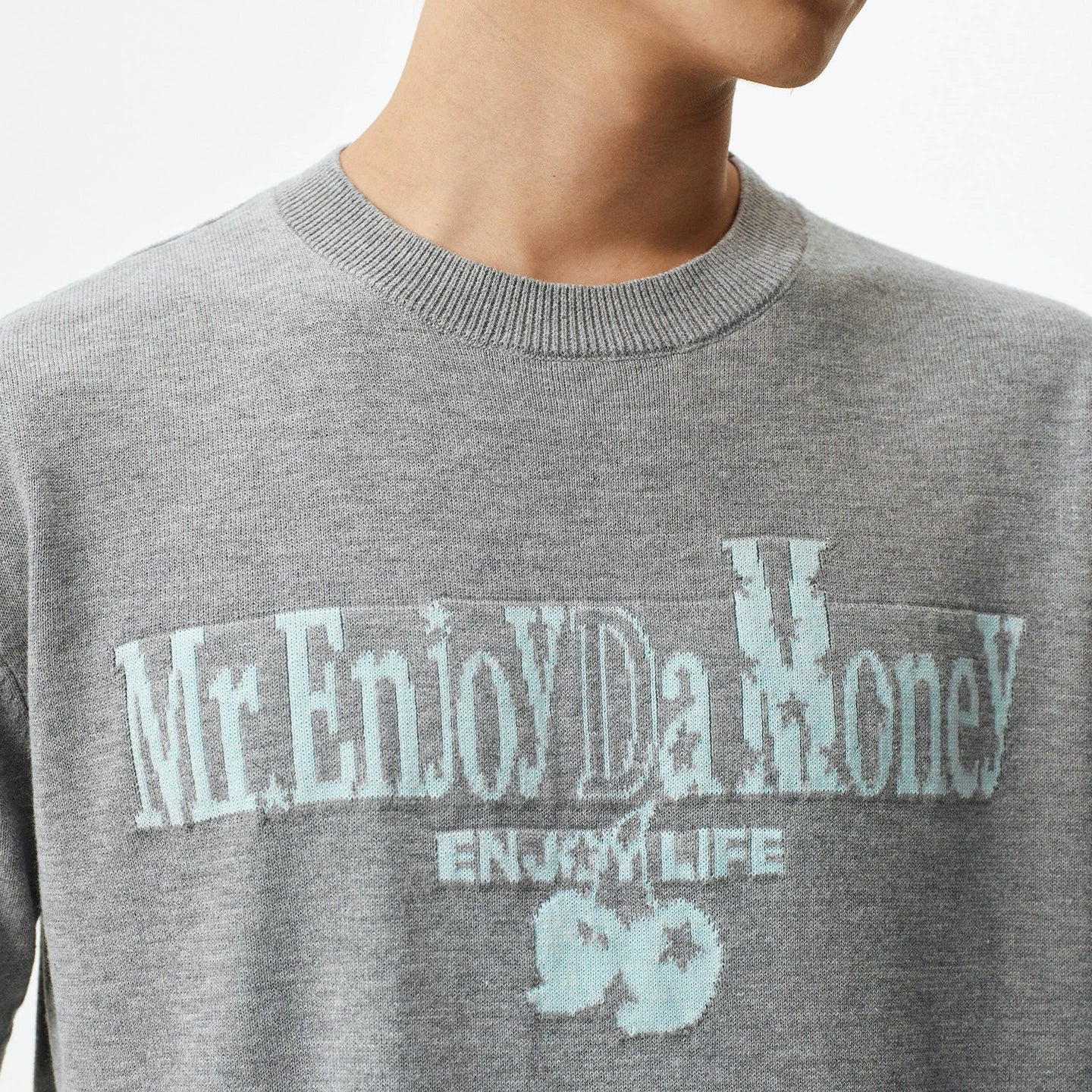 MEDM contrasting logo small cherry knit casual round neck short sleeved trendy versatile lazy men's and women's loose T-shirt summer