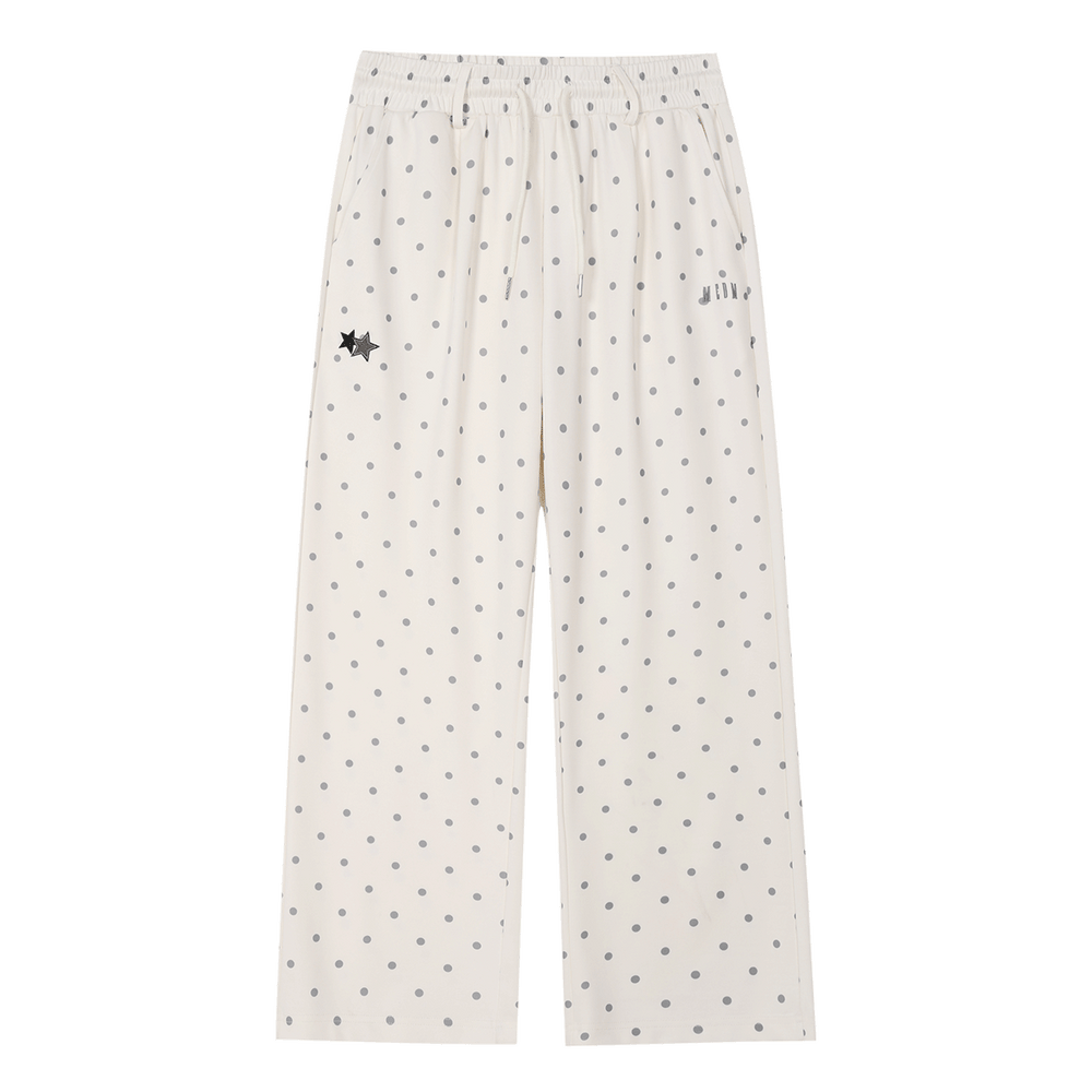 MEDM Wave Dot Star Sticker Leather Cool Air Layer Casual Bathroom Pants High Waist Wide Legs Loose Drawstring Straight Leg Pants Trendy