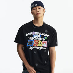 MEDM full print hand-painted star letter print embroidery casual round neck short sleeved trendy loose skin friendly couple T-shirt