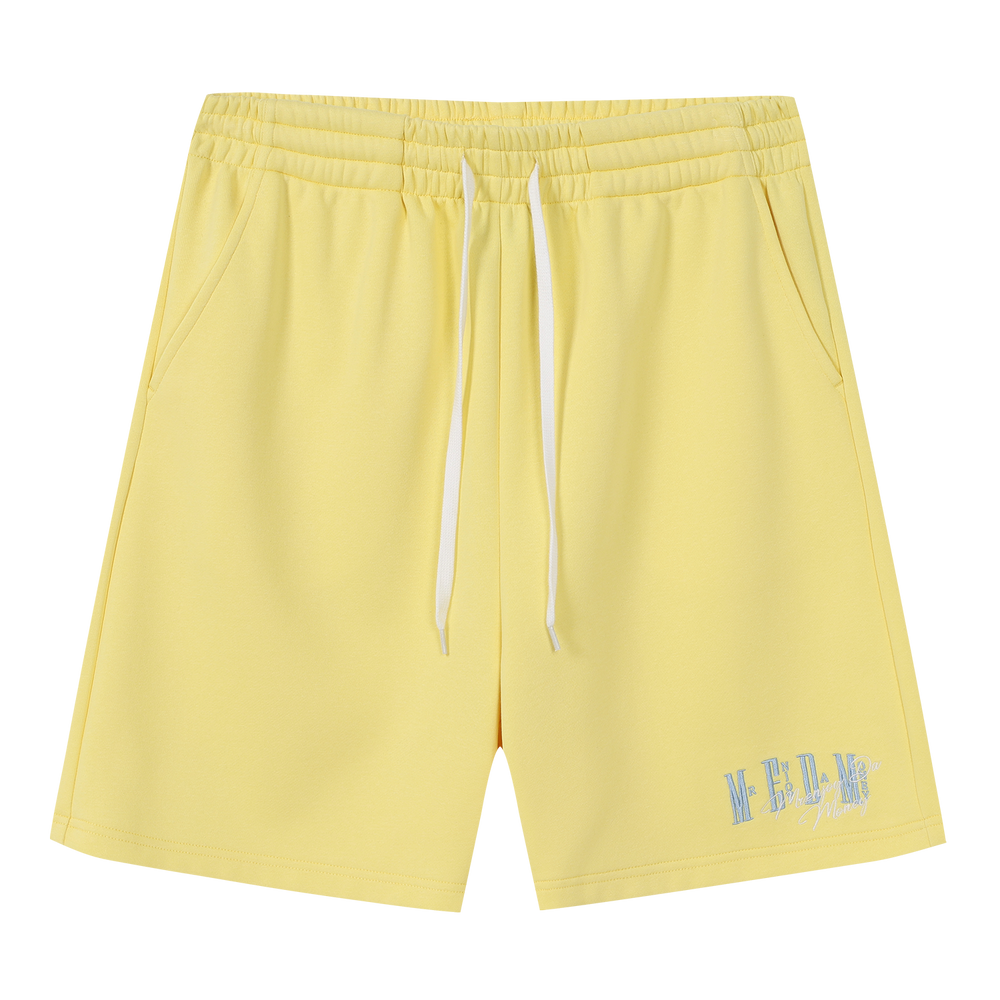 MEDM Color Basic Versatile Logo Embroidered Loose Shorts Trendy Men's and Women's Simple Drawstring Casual Pants Summer
