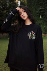 MEDM China-Chic Autumn Flower Embroidery Clothing Couple Pullover Round Neck Long Sleeve T-shirt Men and Women Fashion Brand Loose