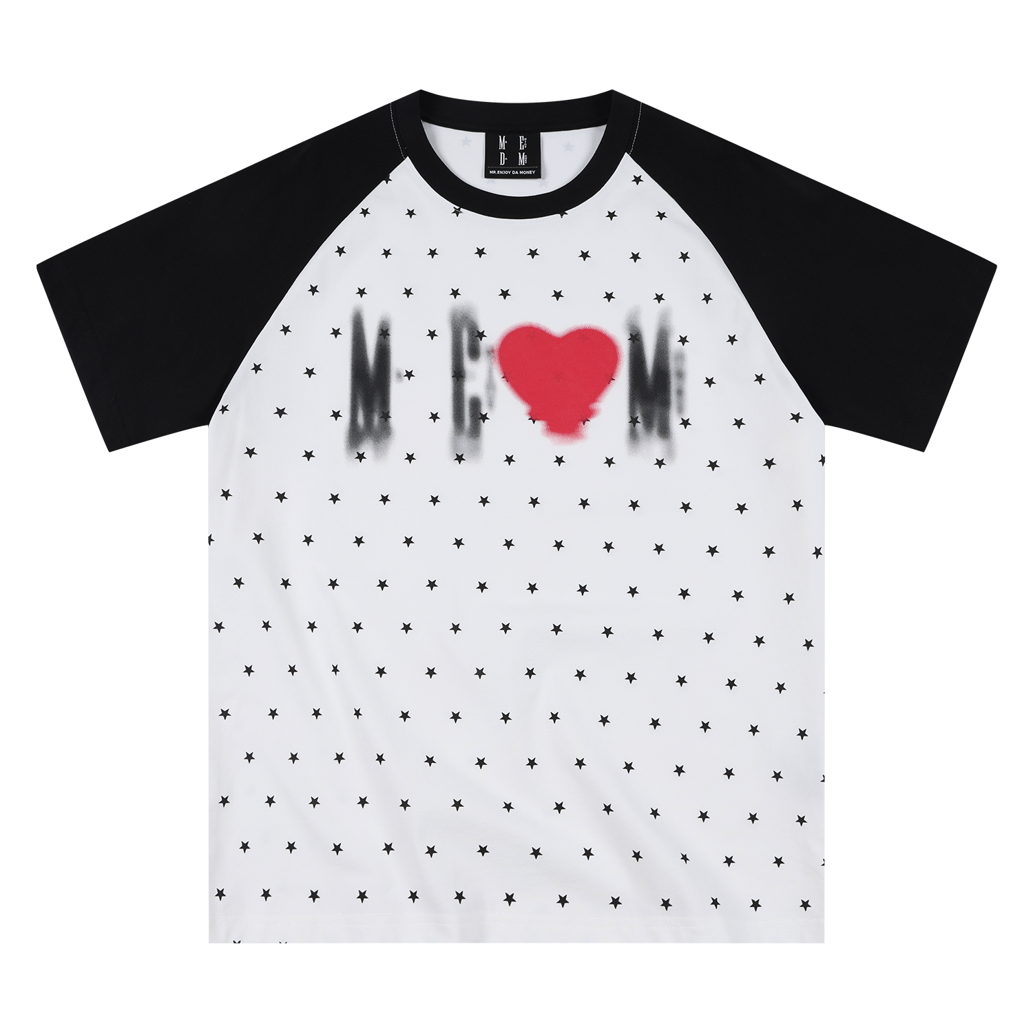 MEDM Large Body Full of Star Shadow Logo Love Printed Casual Shoulder Short Sleeve Trendy Brand Loose Couple T-shirt