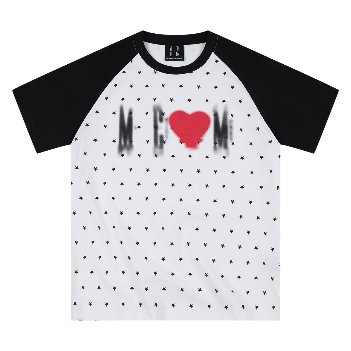 MEDM Large Body Full of Star Shadow Logo Love Printed Casual Shoulder Short Sleeve Trendy Brand Loose Couple T-shirt