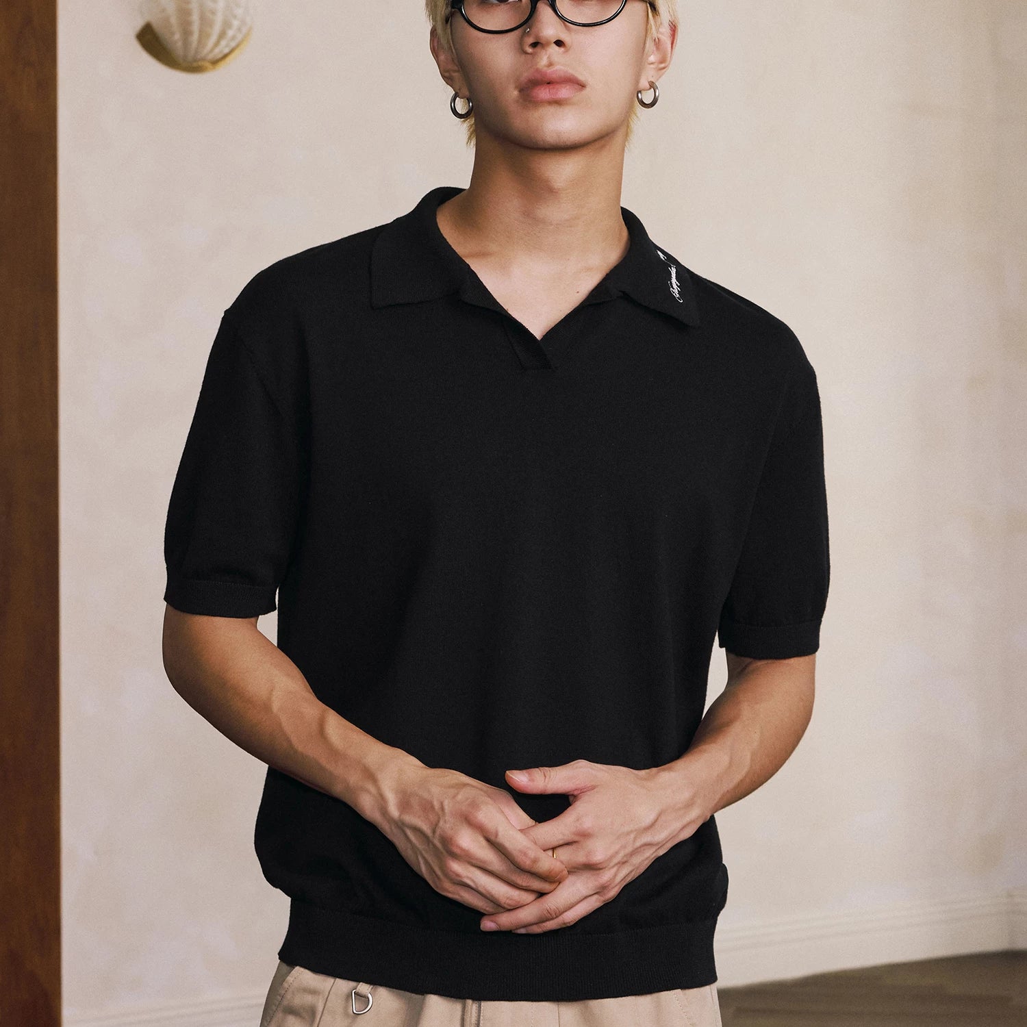 MEDM Tri color Embroidered Alphabet Handwritten Font Casual Polo Short Sleeve New Product Relaxation Flip Collar Half Sleeve T-shirt for Men