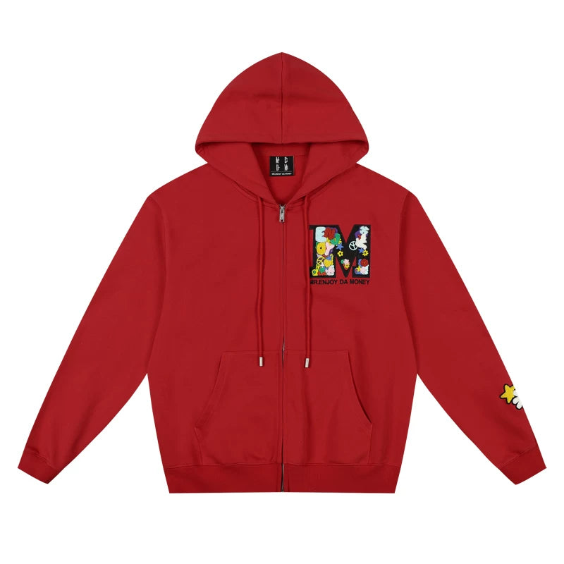 MEDM Fun Letter Colorful Large Mlogo Casual Hoodie with Velvet Sweatshirt Trendy Brand Men's and Women's Spring and Autumn Hoodie Coat