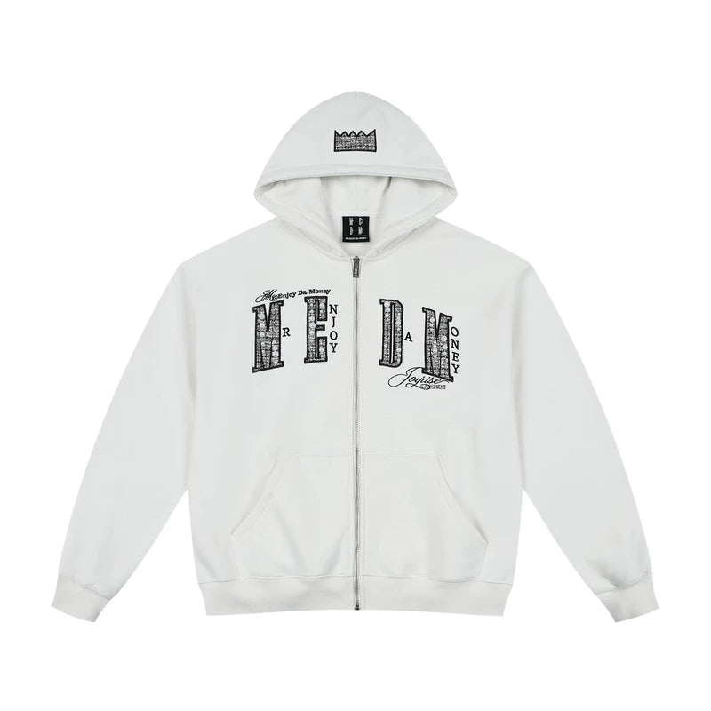 MEDM 26 New Pearl Letter Casual Zipper Hoodie Spring and Autumn American Plush Couple Hoodie Hoodie Sweatshirt