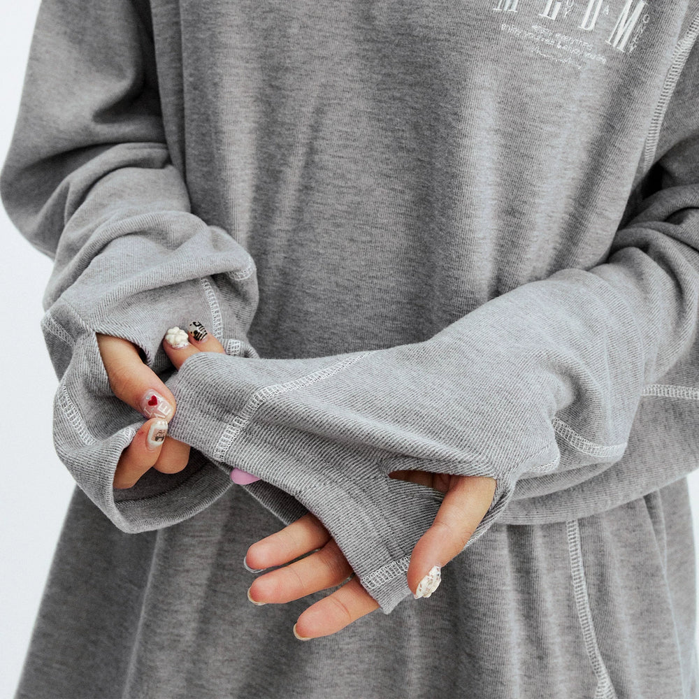 MEDM minimalist functional warm round neck casual long sleeved T-shirt for autumn and winter American versatile couple loose inner top
