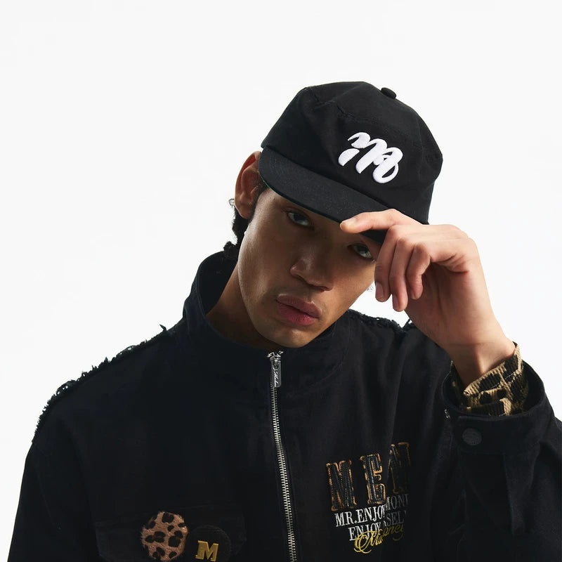 MEDM flat top casual retro versatile striped hat retro street minimalist small label embroidered duck tongue hat for men and women