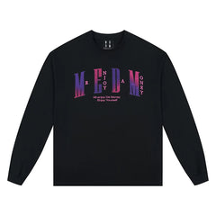 MEDM toothbrush embroidered seal long sleeved T-shirt for men's autumn loose top for women's American hip-hop couple casual T-shirt