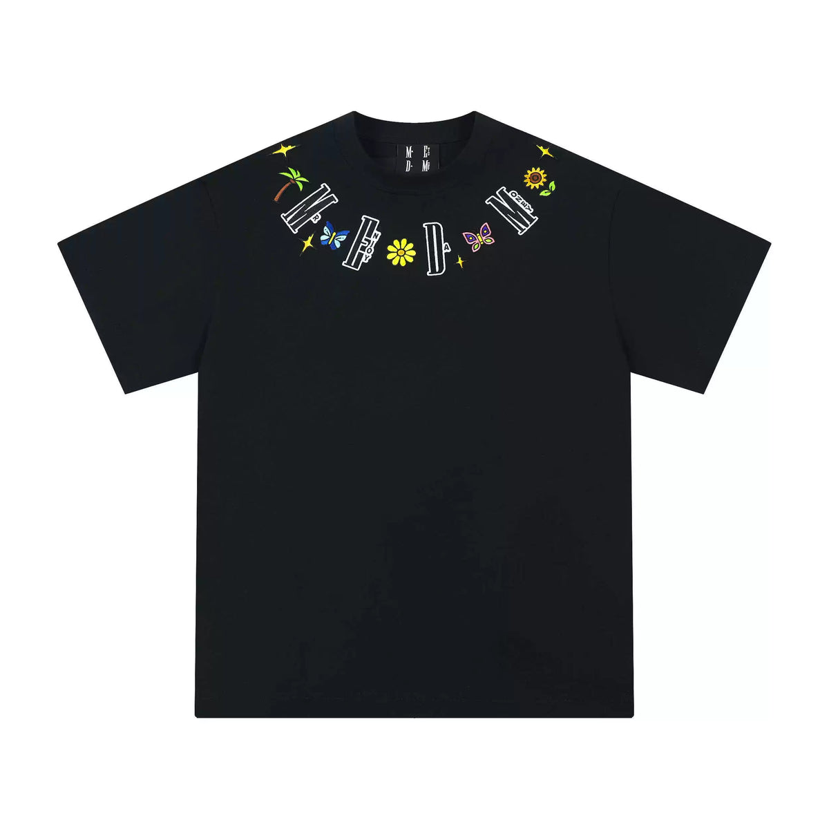 MEDM Butterfly Embroidered Neckline Tee