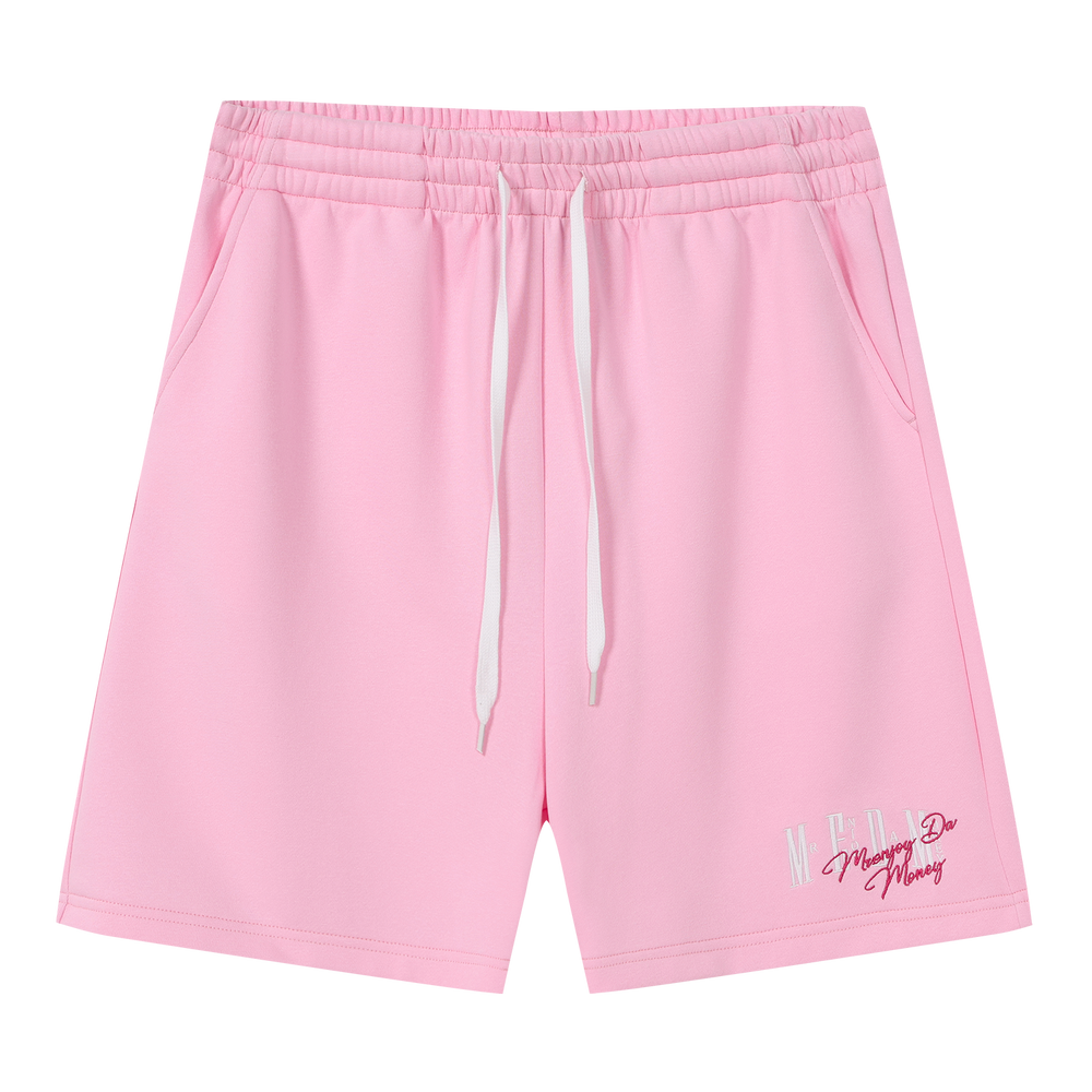 MEDM Color Basic Versatile Logo Embroidered Loose Shorts Trendy Men's and Women's Simple Drawstring Casual Pants Summer