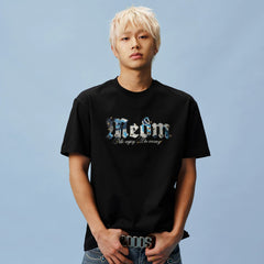 MEDM camouflage gothic logo star studded bead casual round neck short sleeved trendy versatile loose couple T-shirt summer