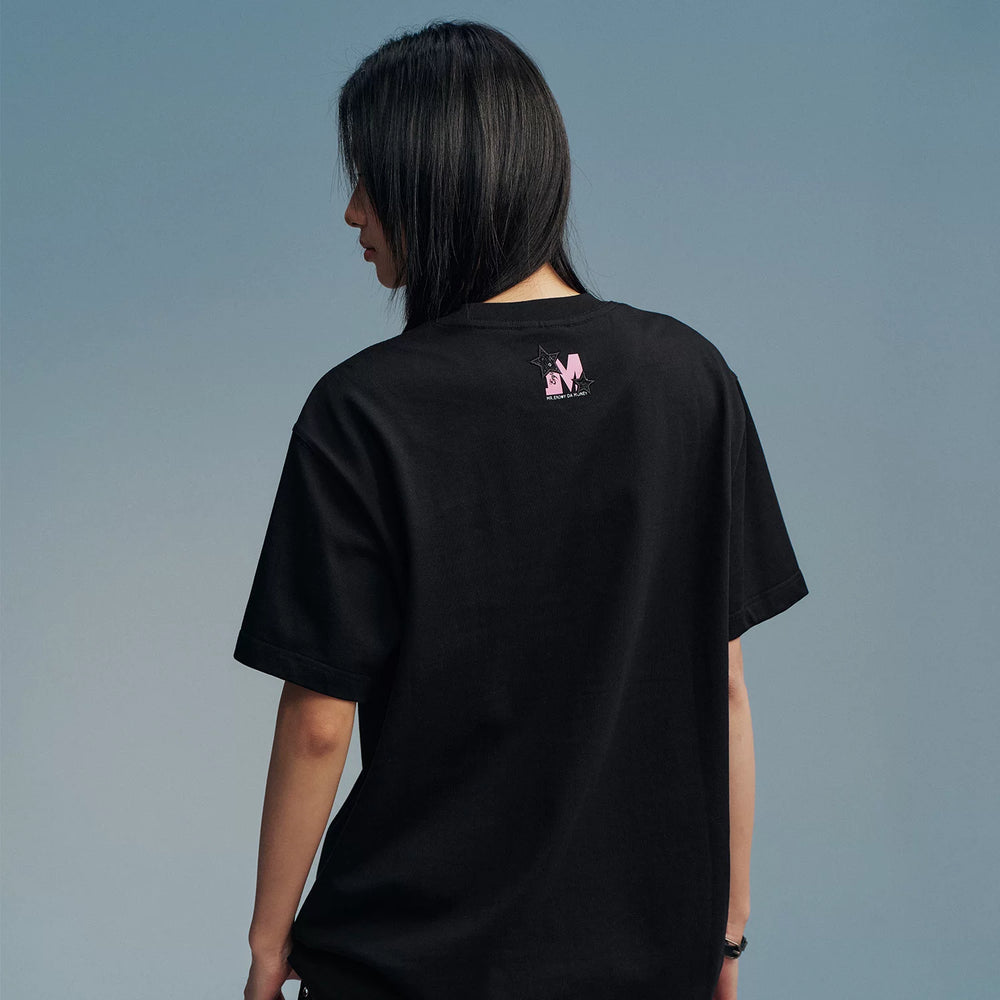 MEDM Little Fragrance Star Patch Cloth Letter Printed Casual Round Neck T-shirt American Street Versatile Cotton Couple Short Sleeve