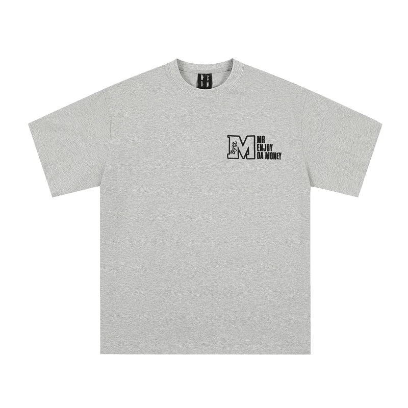 MEDM Trendy Brand Basic Short sleeved T-shirt Unisex Summer American Loose Vintage 5/ Sleeve T-shirt