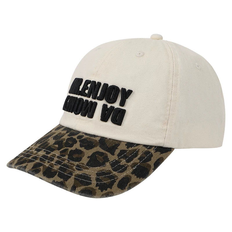 MEDM leopard print casual print spliced daily duckbill cap for men and women, new hat with three-dimensional embroidery baseball cap in front
