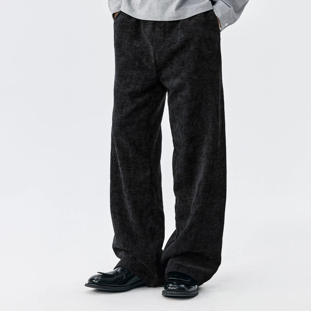 MEDM Simple Solid Color Imitation Linen Corduroy Casual Pants Trendy Brand Basic Versatile Loose Couple Straight Leg Pants