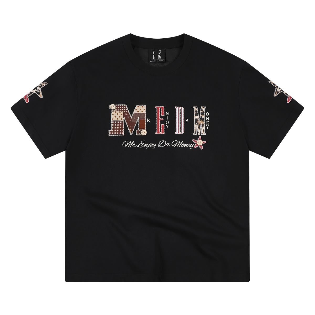 MEDM leather leopard print collage large logo casual round neck short sleeved American retro style loose couple T-shirt summer