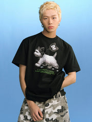 MEDM Cat Ear Hat Puppy Balloon Print Tee